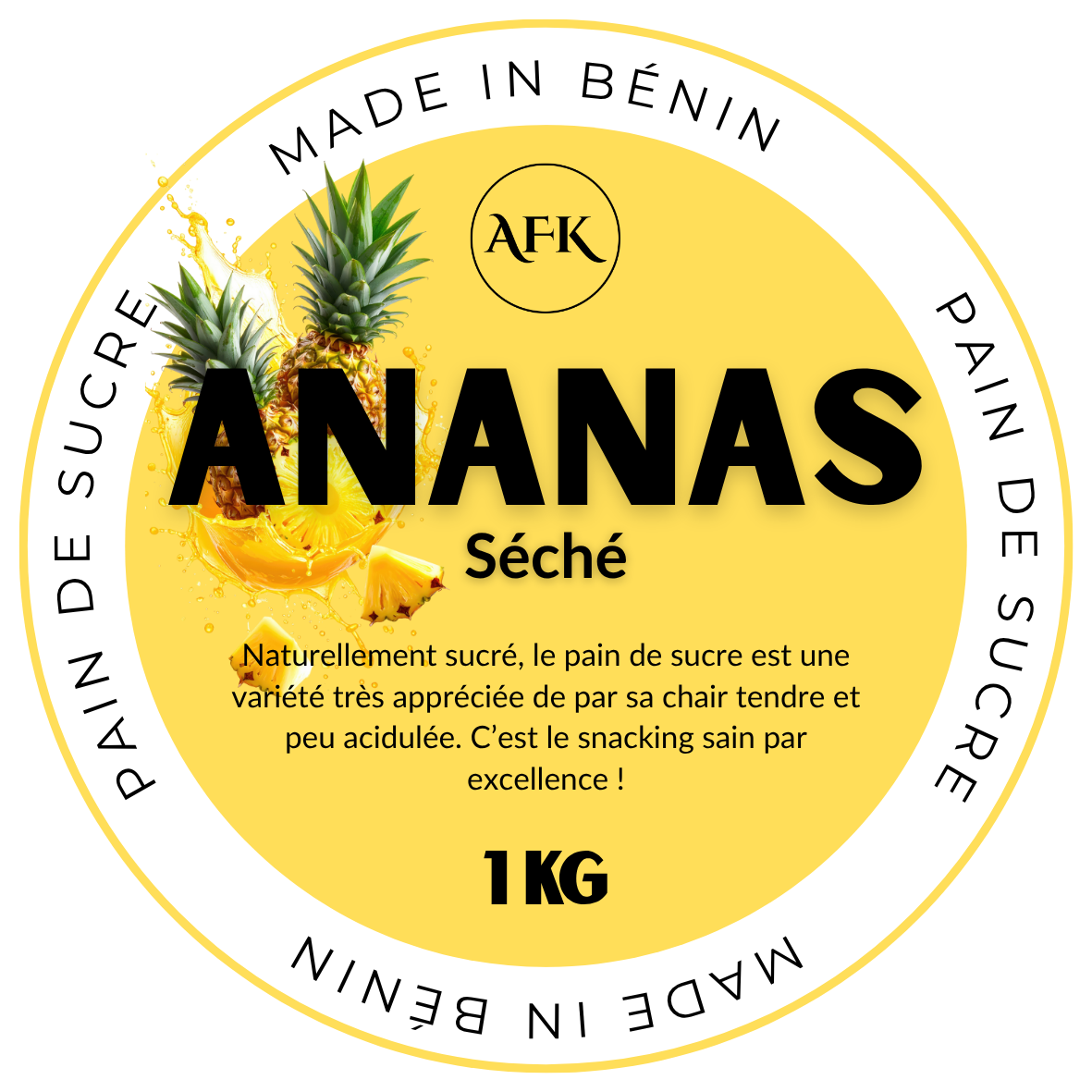 Ananas séché sans sucre ajouté 1 kg