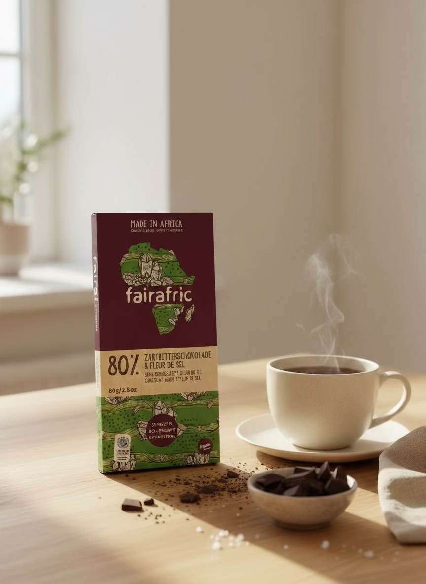 FairAfric - Tablette de chocolat noir 80% et Fleur de Sel - 80g