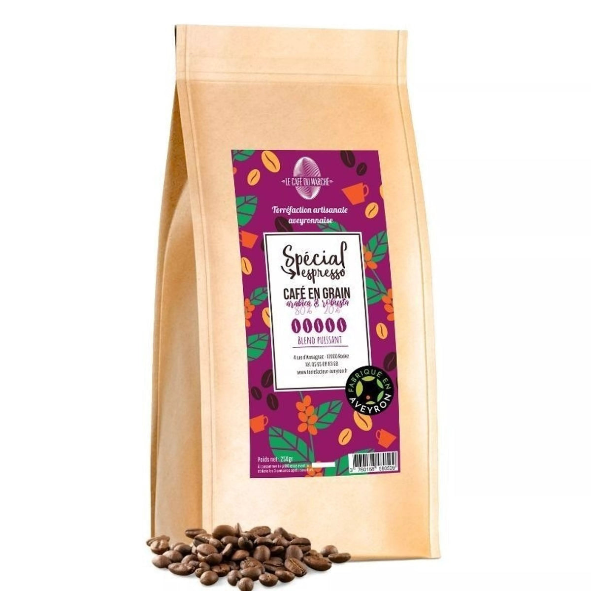 Café, 80% Arabica - 20% Robusta, Torréfaction artisanale