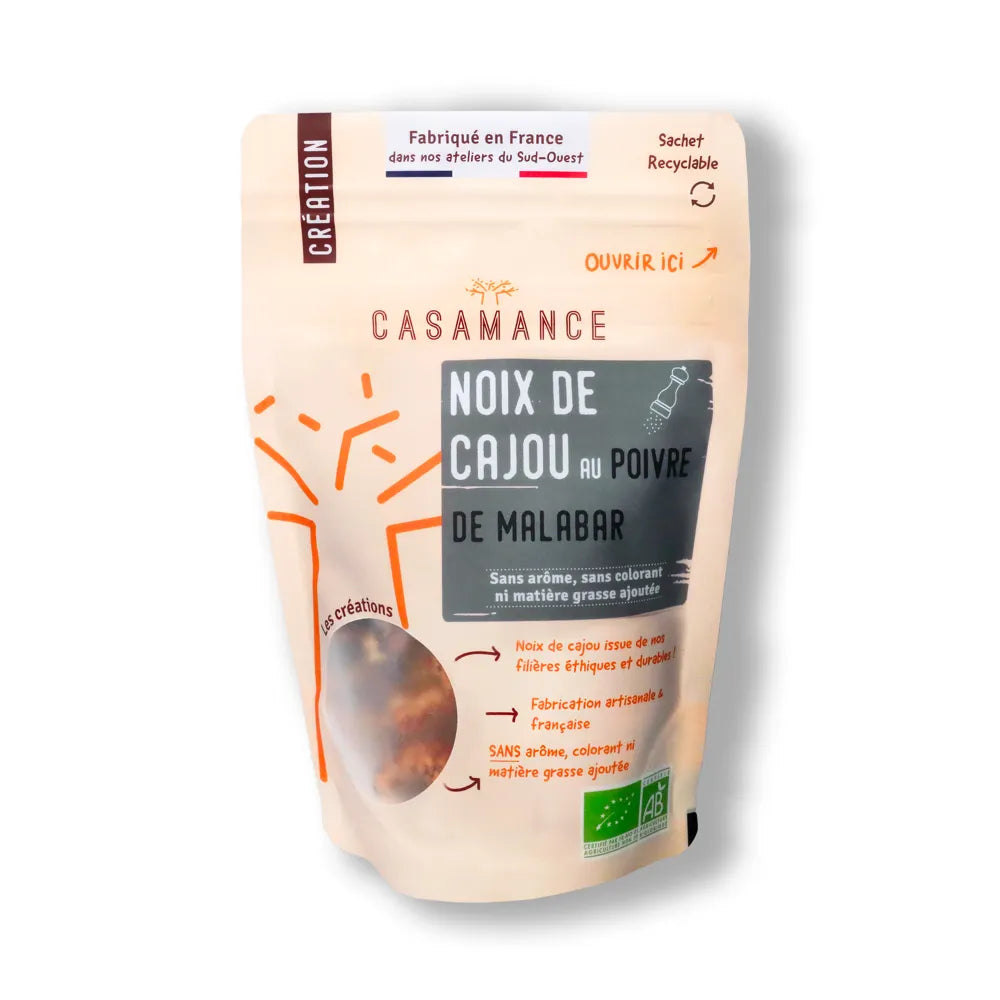 Noix de cajou bio au Poivre de Malabar – 100 g