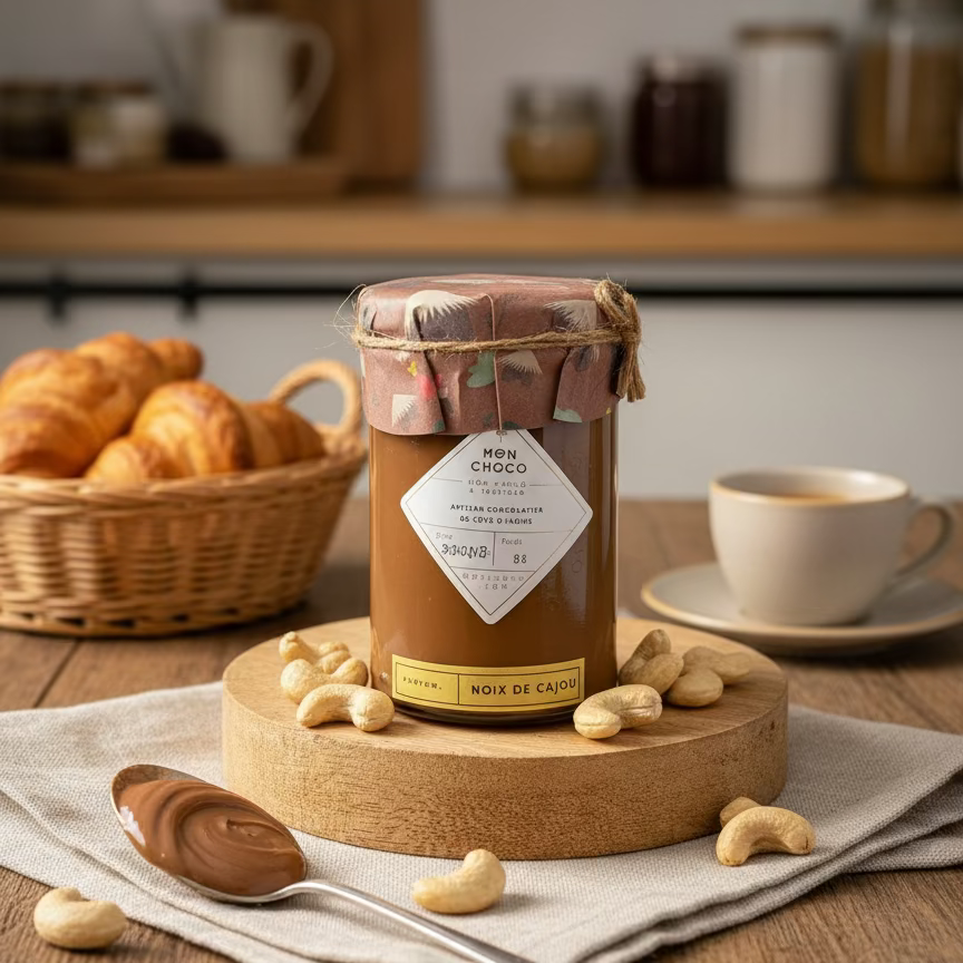 MonChoco - Pâte à tartiner au chocolat - Parfum noix de cajou-220g